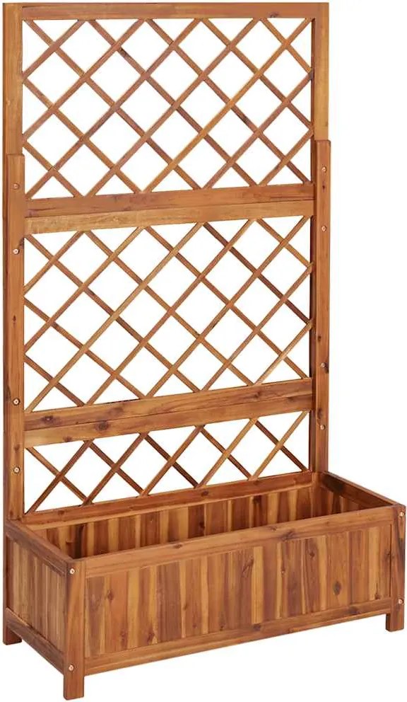 vidaXL Strat înălțat cu spalier, 85x38x150 cm, lemn masiv de acacia