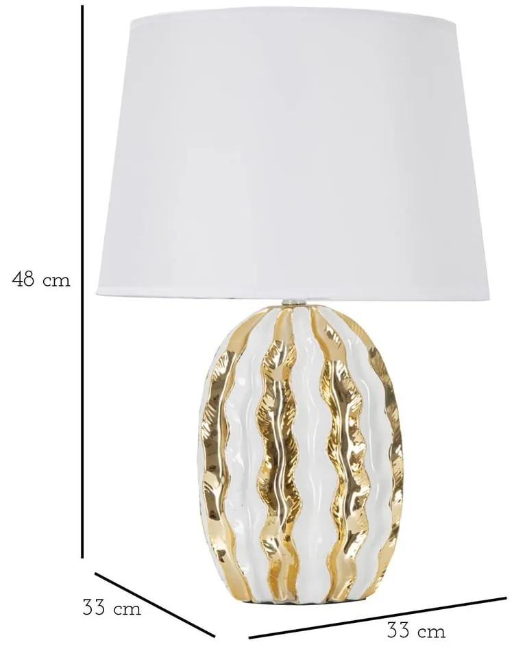 Veioză alb-auriu din ceramică cu abajur textil (înălțime 48 cm) Glam Stary – Mauro Ferretti