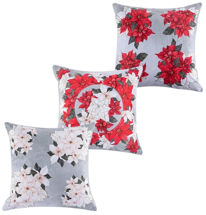 Set 3 fețe pernuțe POINSETTIA, 45 x 45 cm