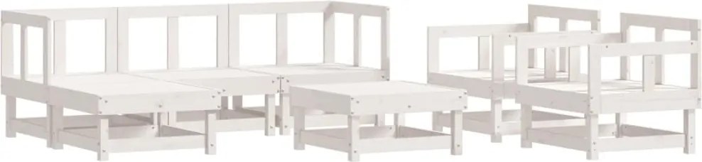 vidaXL Set mobilier de grădină, 7 piese, alb, lemn masiv de pin