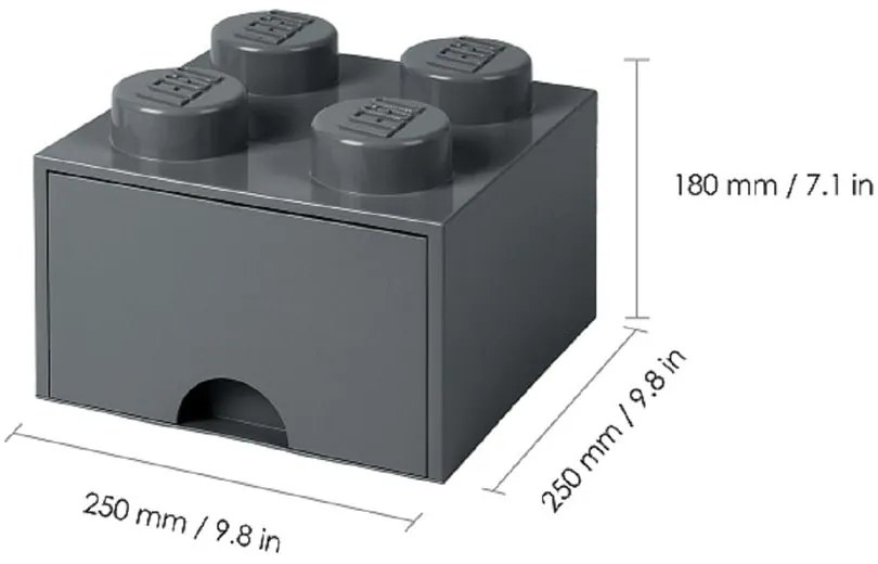 Cutie depozitare cu sertar LEGO®, gri închis