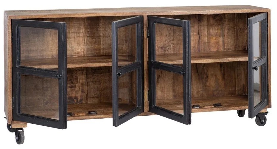 Vitrină în culoare naturală din lemn de mango 160x71 cm – Ixia