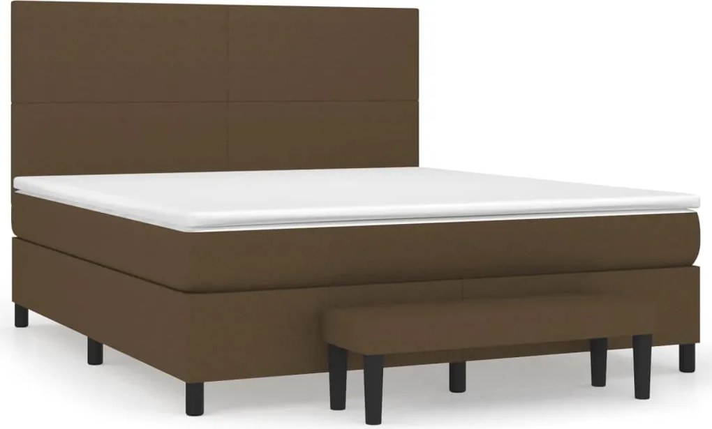 vidaXL Pat box spring cu saltea, maro închis, 160x200 cm, textil
