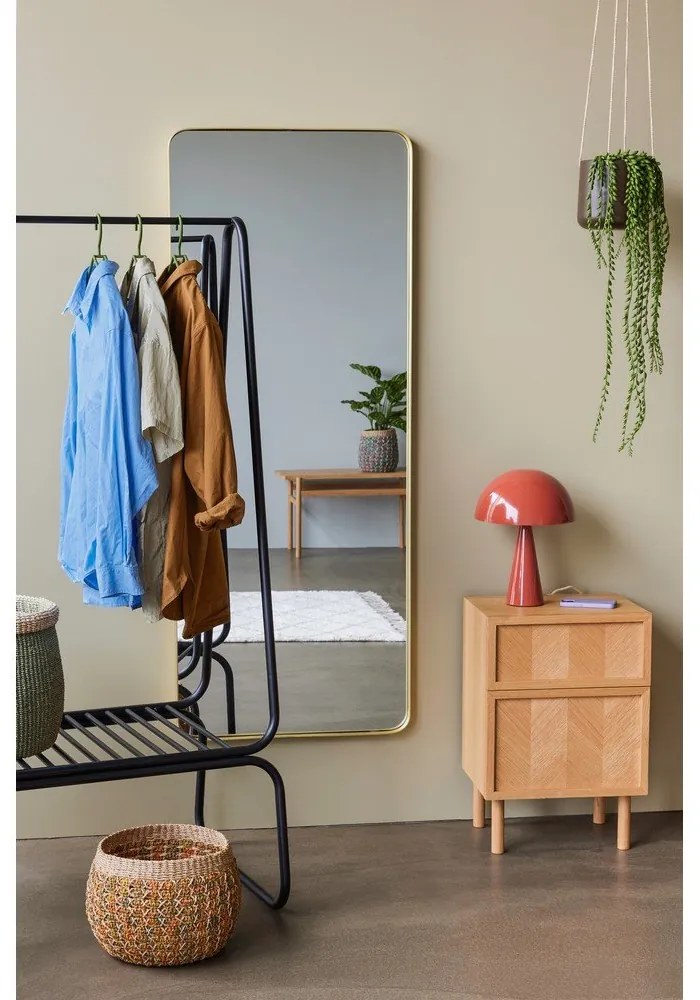 Noptieră în culoare naturală din lemn de stejar Herringbone – Hübsch