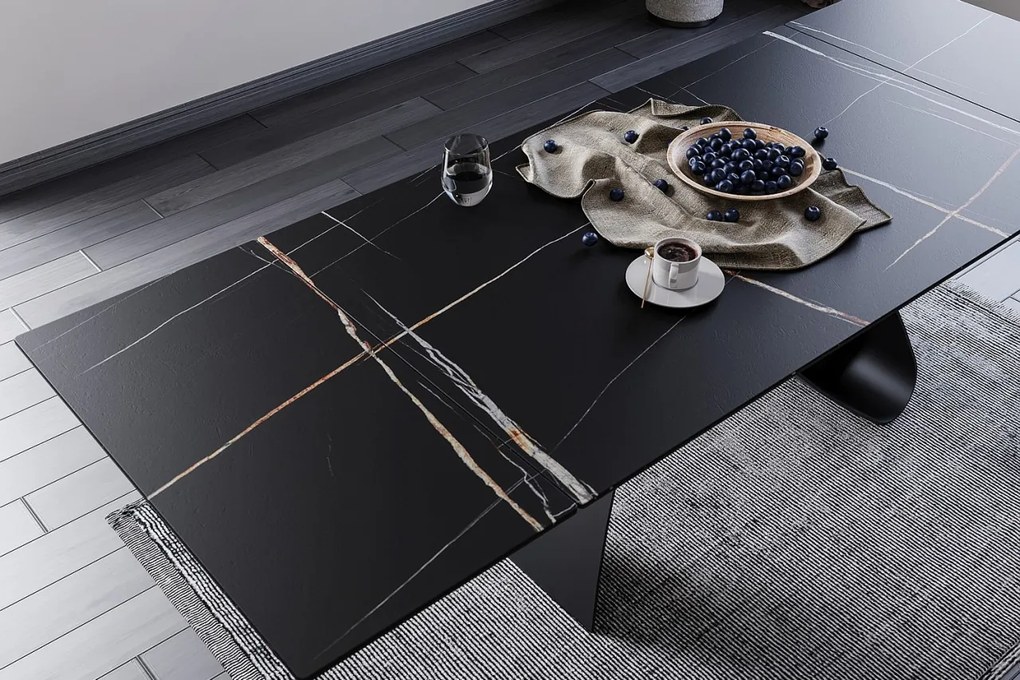 Masa extensibila Diuna Ceramic negru mat - L160-240 cm