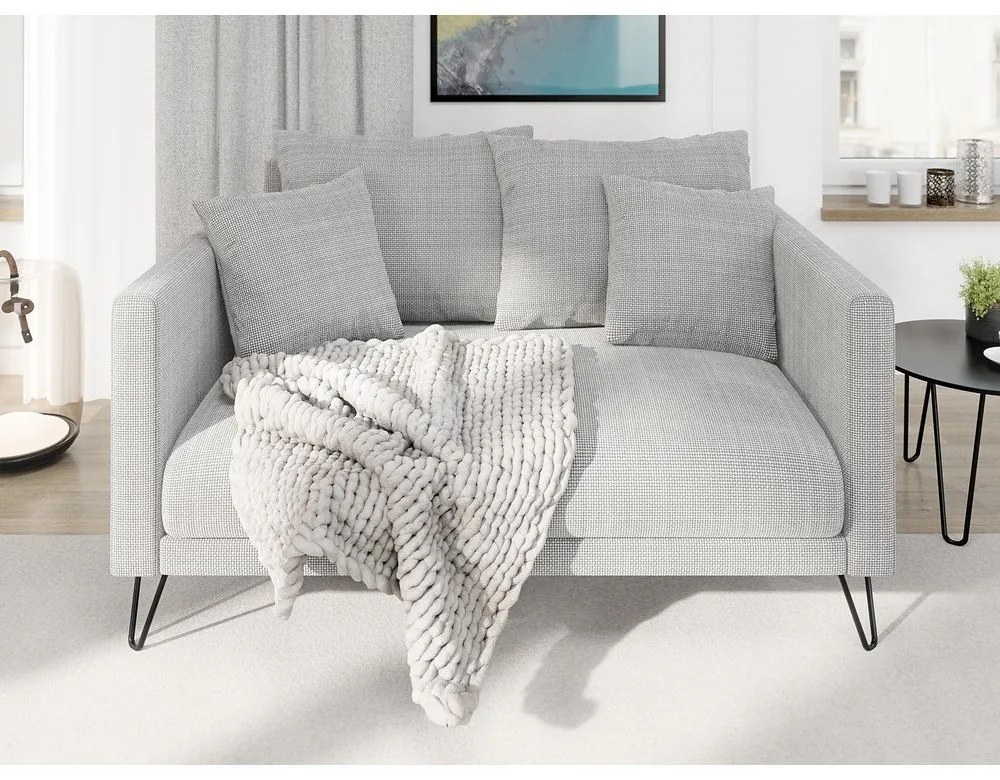 Canapea gri deschis cu tapițerie din chenille 140 cm Freya – Ropez