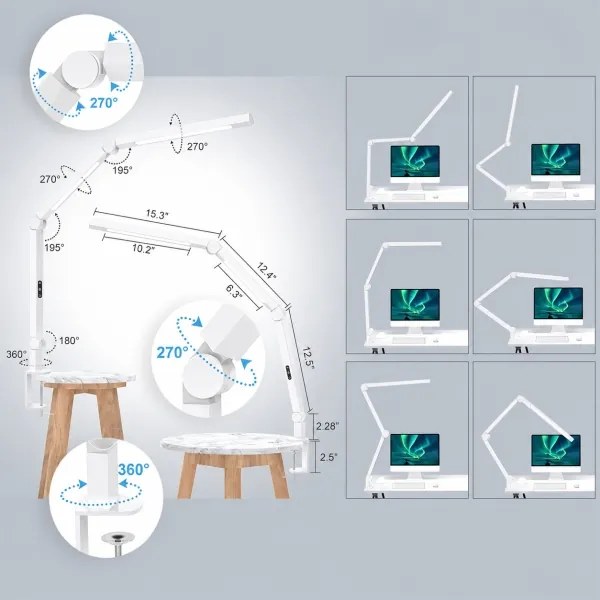 Brilagi-LED Lampă de masă tactilă reglabilă VARIO LED/12W/230V 3000-6500K albă