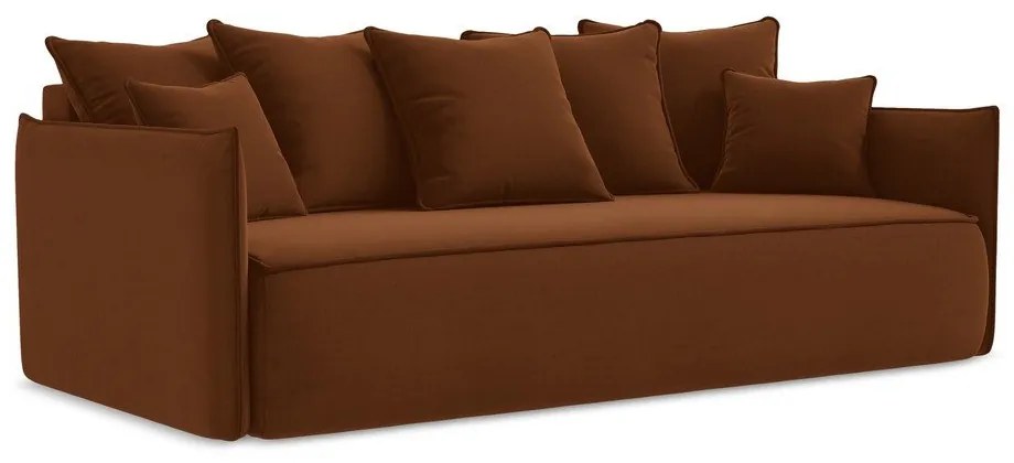 Canapea teracotă extensibilă/cu spațiu de depozitare cu tapițerie din catifea 225 cm Hula – Makamii