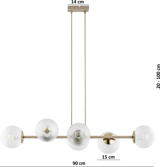 Brilagi - Lustru suspendat pe cablu STELLA 6xE27/60W/230V bej/auriu