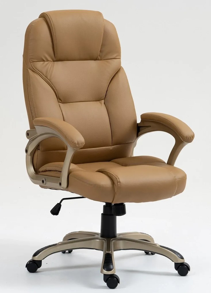 RESIGILAT- Scaun directorial DESMOND, recliner, pivotant, inaltime reglabila, rezistent 150 kg, piele PU, Maro