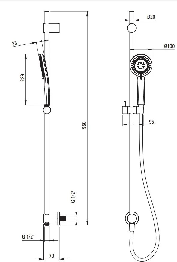 Arnika set de dus cu functie de alimentare 2 in1 cu baterie finisaj crom NAC_09TP