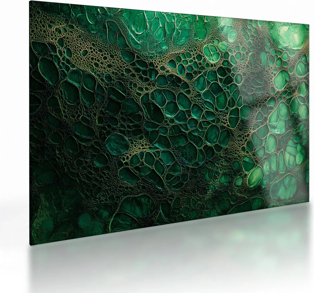 Tablou pe sticlă - Imagine microscopică verde (70x50 cm)