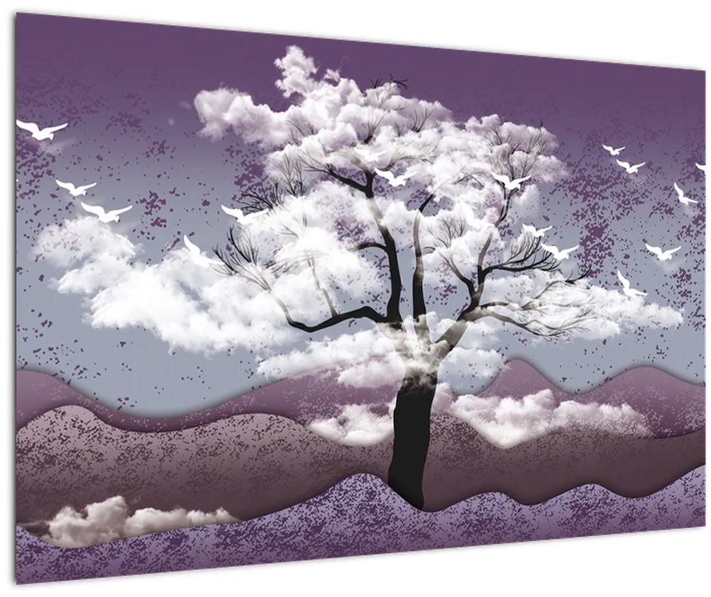 Tablou - Copac în nori (90x60 cm)