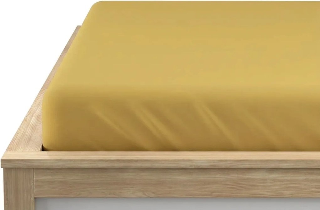 Cearsaf jersey BASIC galben 90 x 200 cm