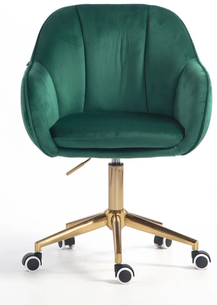 HR2055K Scaun Verde din Catifea cu Bază Aurie