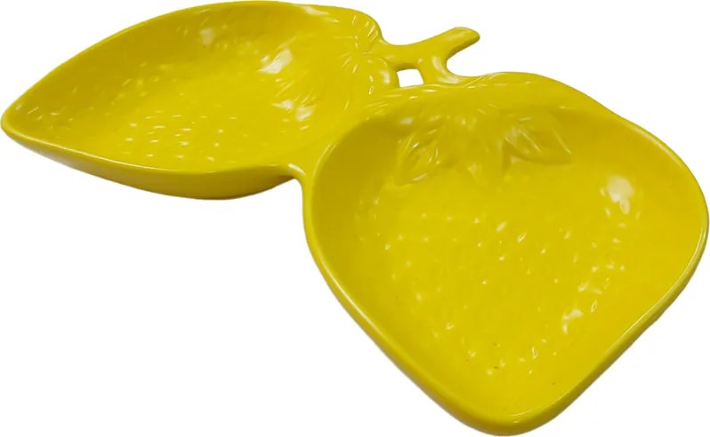 Platou compartimentat STRAWBERRY, Galben, 25x15cm