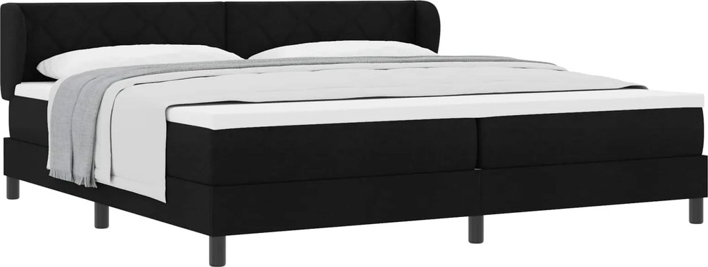 vidaXL Pat cu arcuri cu saltea Negru 200 x 200 cm țesătură