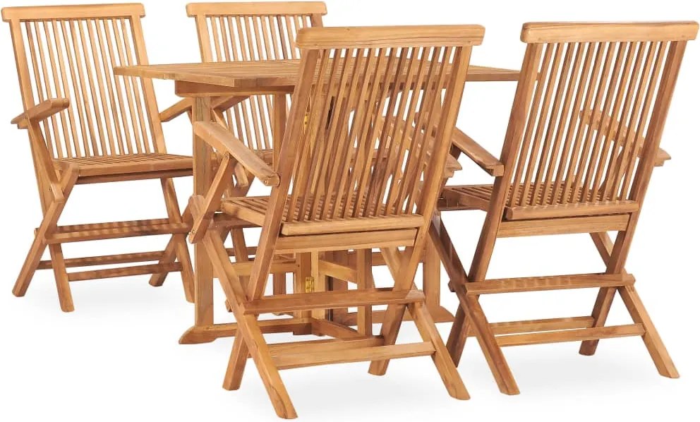 vidaXL Set mobilier de exterior pliabil, 5 piese, lemn masiv de tec