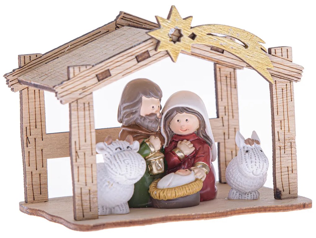 Scena Nașterii cu cometă 9,5 x 7,2 x 6 cm, bej