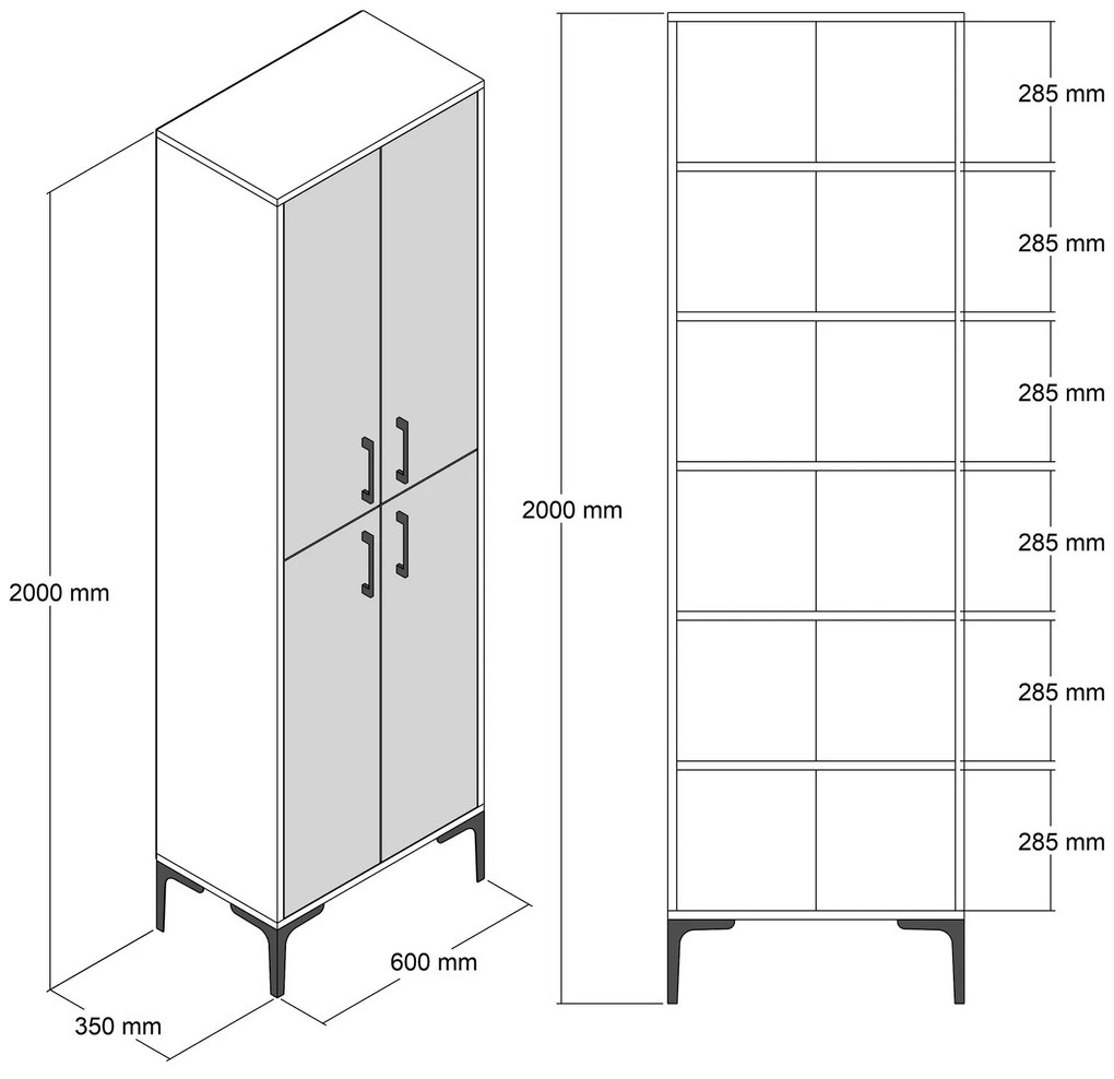 Dulap cu rafturi Berliner (Nuc + Antracit). 1072512