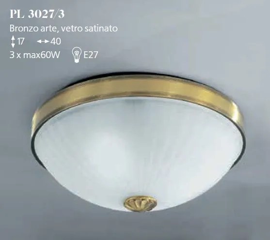 Plafoniera clasic design italian din alama, sticla 3027 RA-PL. 3027/3