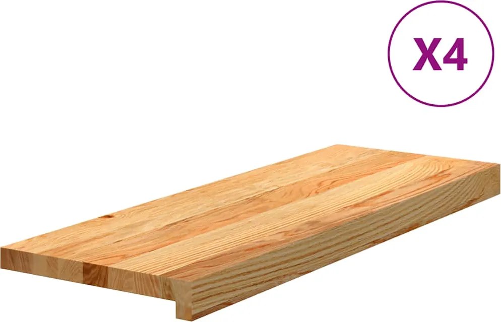 vidaXL Trepte de scară 4 buc maro deschis lemn masiv de stejar