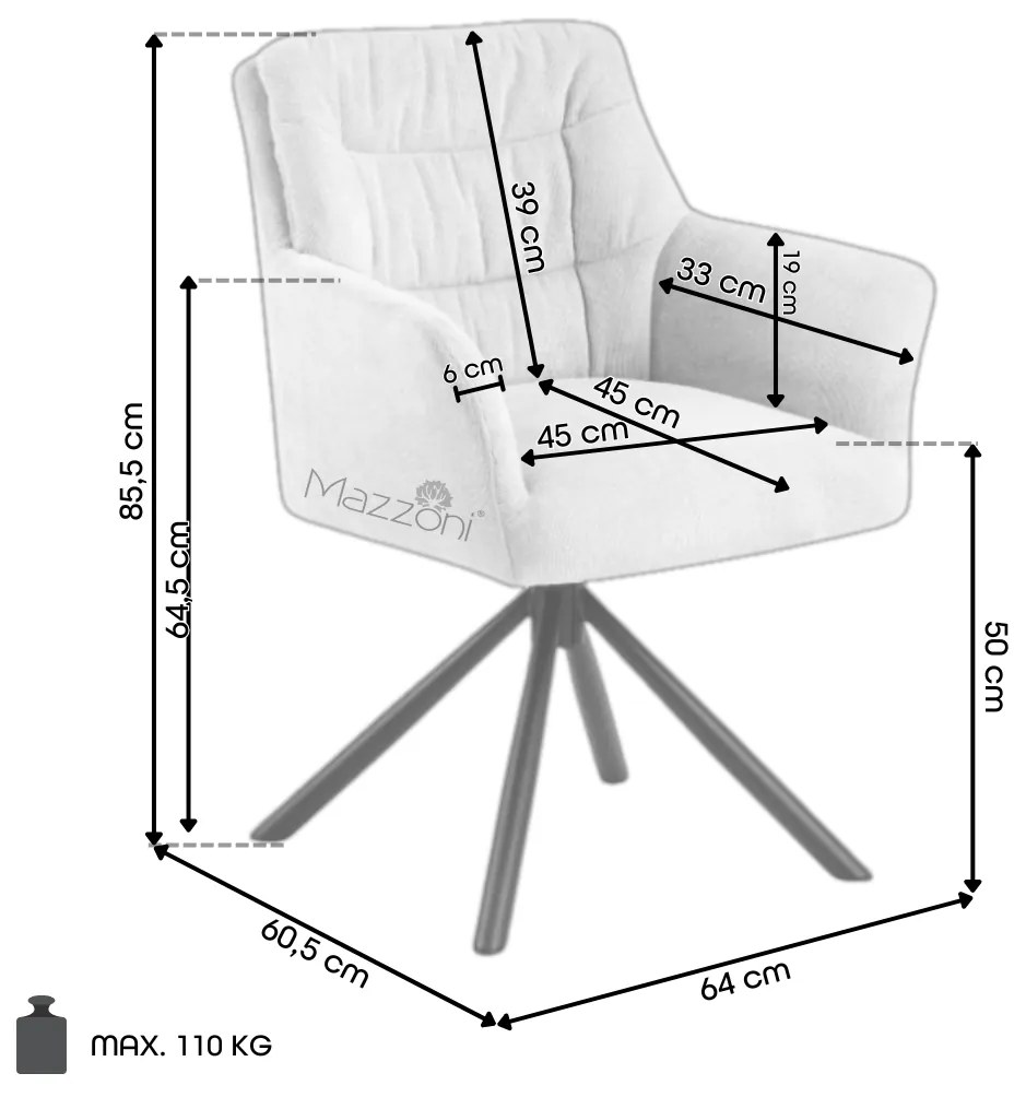 Mazzoni ARTHUR Bej (material Caso 3) - SCAUN MODERN PIVOTANT TAPIȚAT PENTRU SALON/SUFRAGERIE/BIROU LOFT