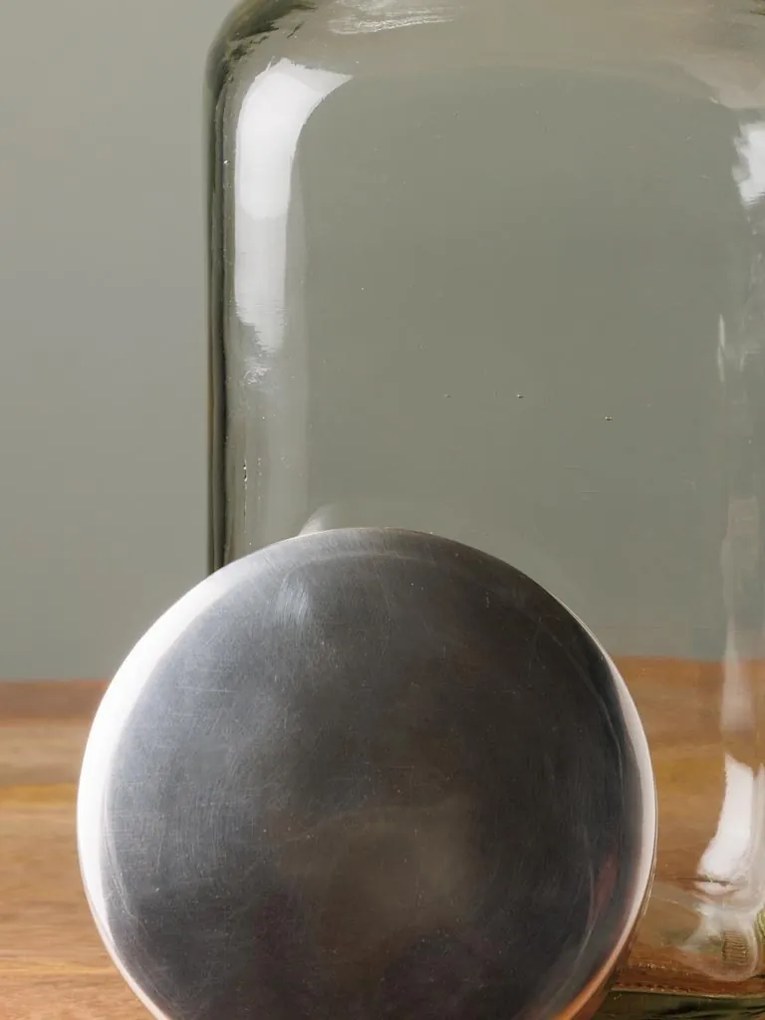 Borcan din sticla, cu capac din aluminiu, Silver