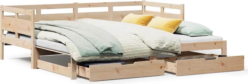 vidaXL Pat de zi cu extensie și sertare fără saltea, 90x200 cm