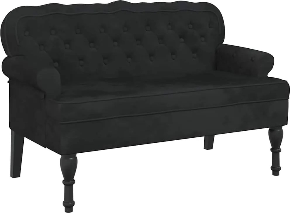 vidaXL Bancă cu spătar negru 119,5x64,5x75 cm catifea