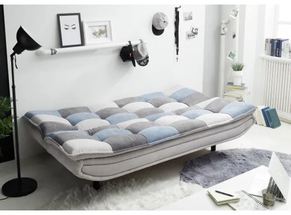 Canapea 3 Locuri Extensibila Patch, Silver Si Denim, 188 X 89 X 90 Cm