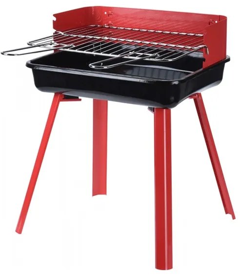 Gratar BBQ metal, rosu, 36 x 31 x 45 cm