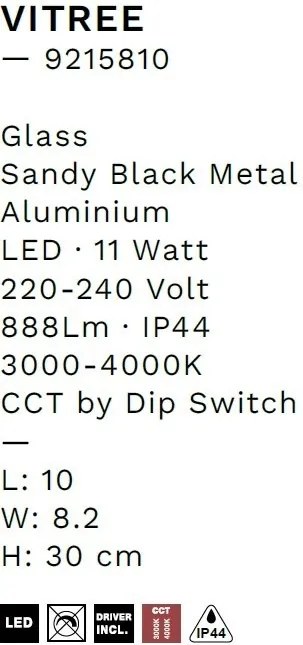 Aplica de perete LED baie IP44 VITREE negru