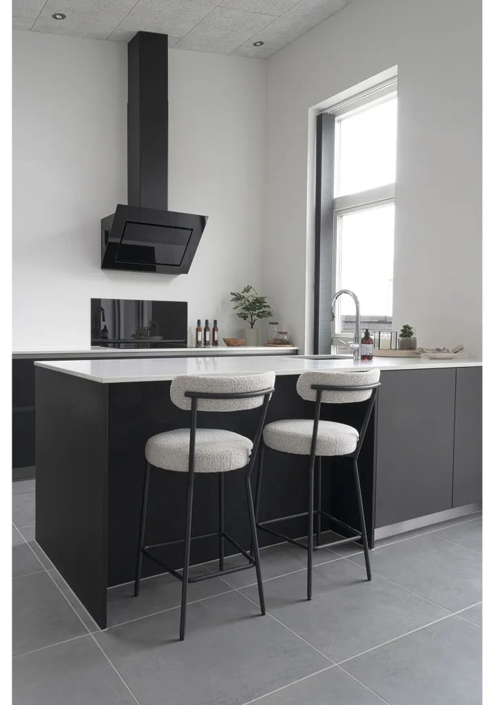 Badalona bartool, taburet, alb, picioare negre