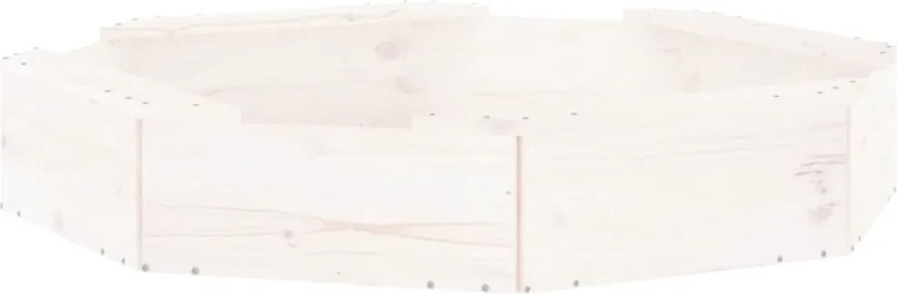 vidaXL Cutie de nisip cu scaune octogonale, alb, lemn masiv de pin