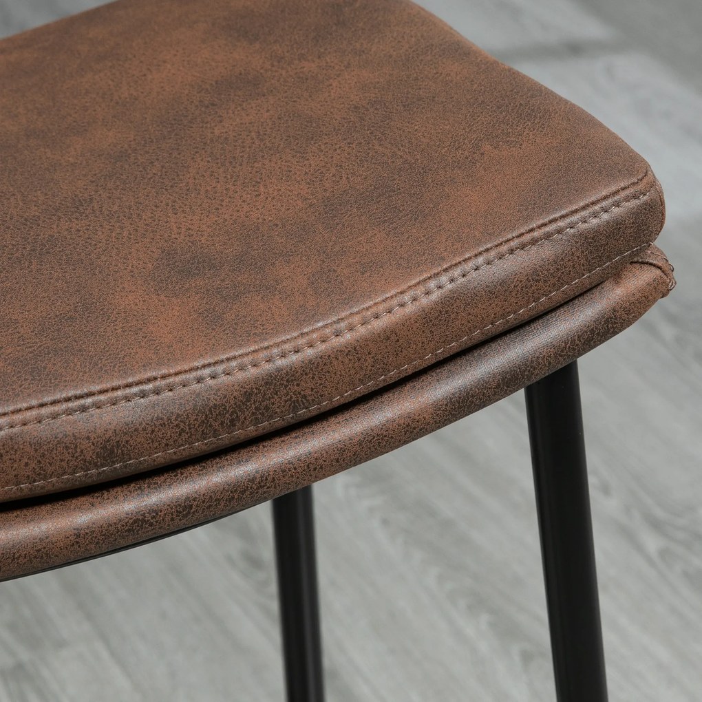 HOMCOM Set 2 Scaune de Bar în Stil Industrial, din Piele Ecologică, 48.5x38.5x68.5 cm, Negru și Maro | Aosom Romania