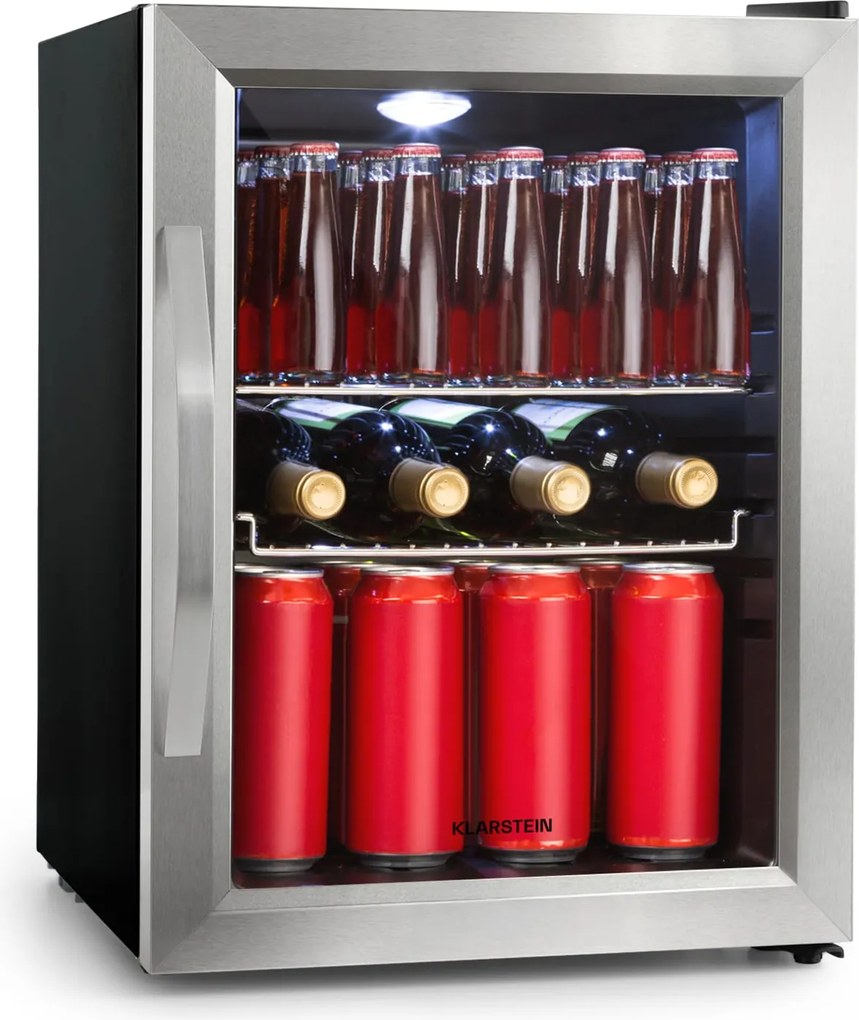 Klarstein Beersafe M, frigider, C, LED, 2 grătare metalice, ușă din sticlă, neagră