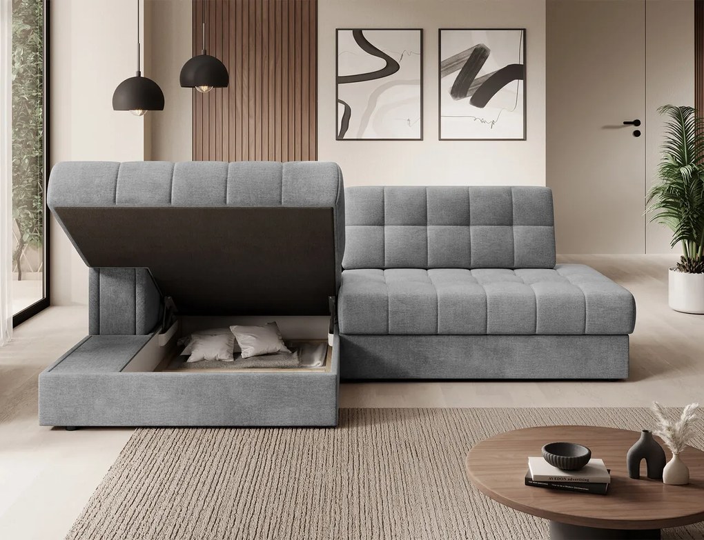 Coltar extensibil stanga 3 locuri ELTAP, LT-85MO, Blezalt, 240x150x82 cm, lemn/poliester, gri