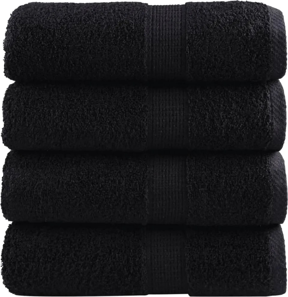 vidaXL Prosoape de baie premium SOLUND, 4 buc., negru, 30x30 cm, 600 g/m²