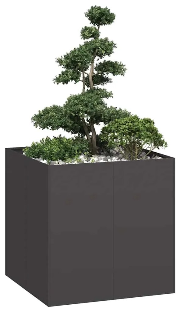 vidaXL Jardinieră, negru, 80x80x80 cm, oțel