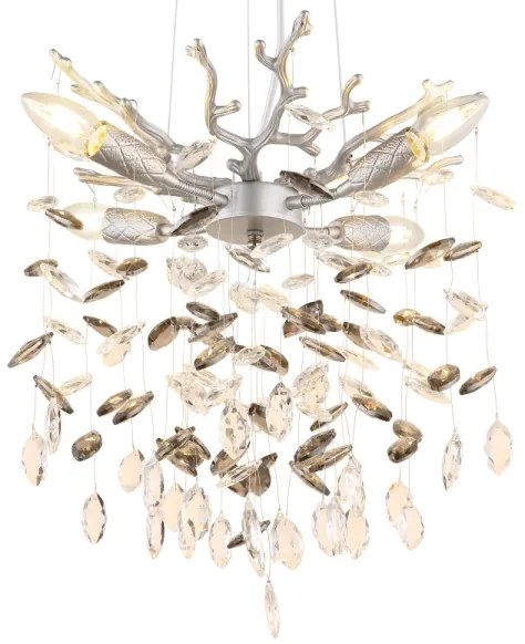 Globo 64138HS - Lustră suspendată pe cablu QUEENA, 4 x E14 / 40 W / 230 V, argintie