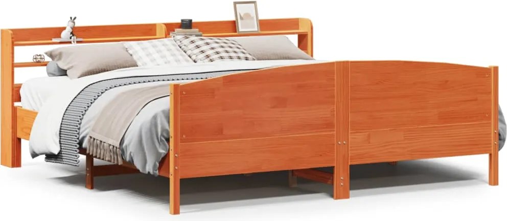 vidaXL Cadru de pat fără saltea, maro ceruit 200x200 cm lemn masiv pin