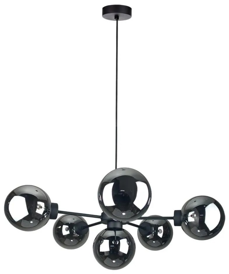 Lustră pe cablu KALIOPE II 6xE14/50W/230V negru/negru fumuriu