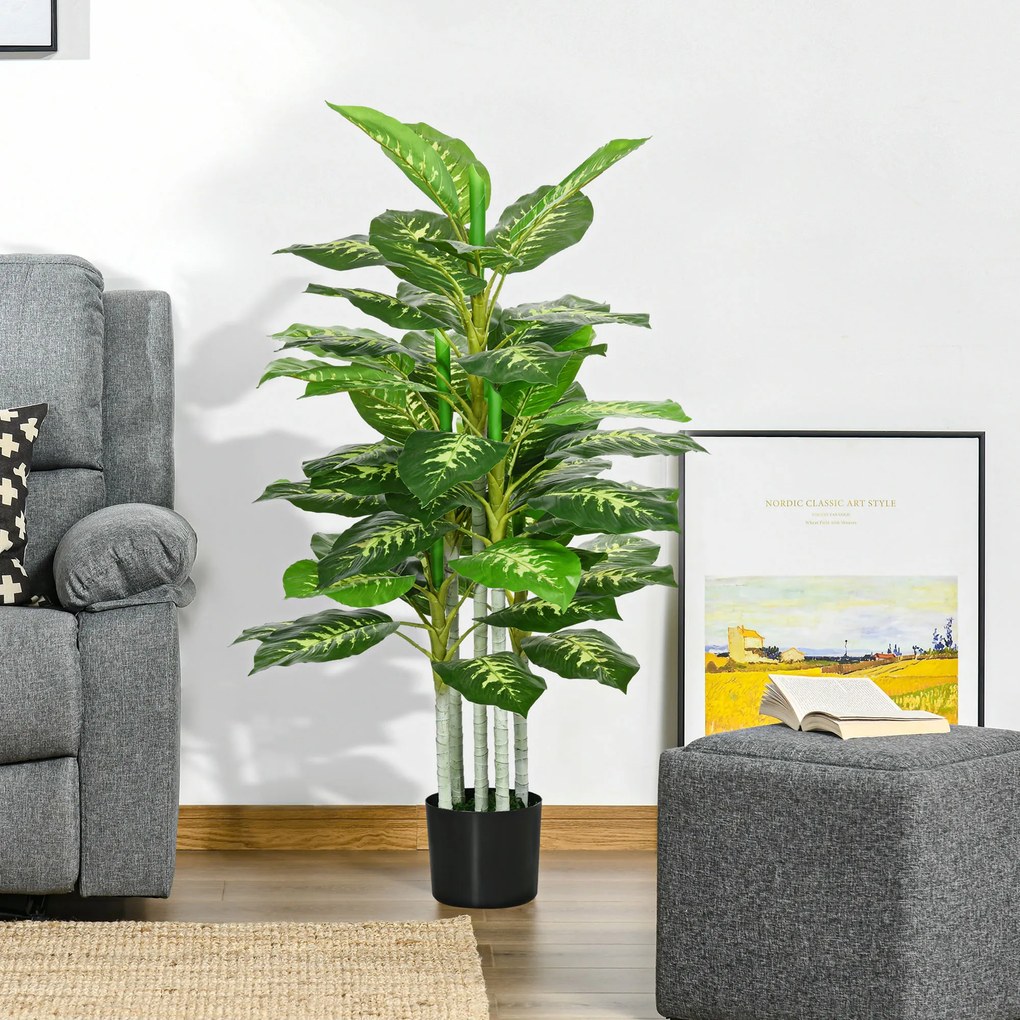 HOMCOM Plantă Artificială Decorativă cu Ghiveci, Φ17x95 cm, Verde | Aosom Romania