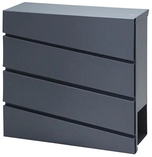 Cutie poștală din oțel galvanizat cu suport pentru ziare antracit