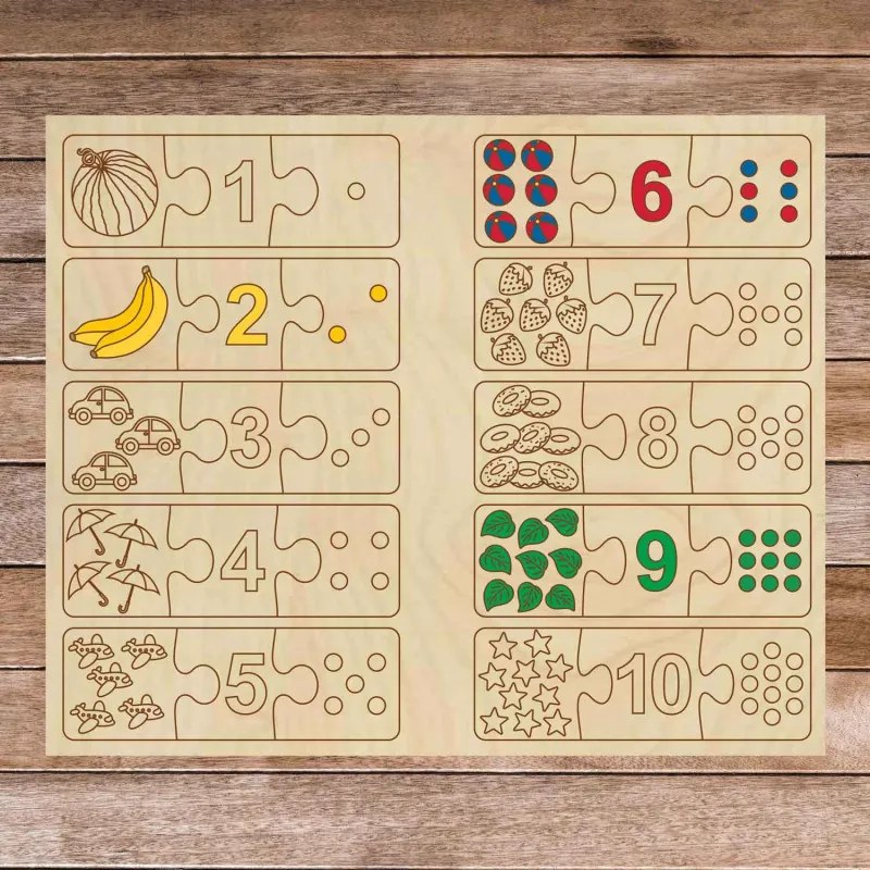 Puzzle din lemn pentru copii - Puzzle cu trei piese, 30 de piese | GOLBIT