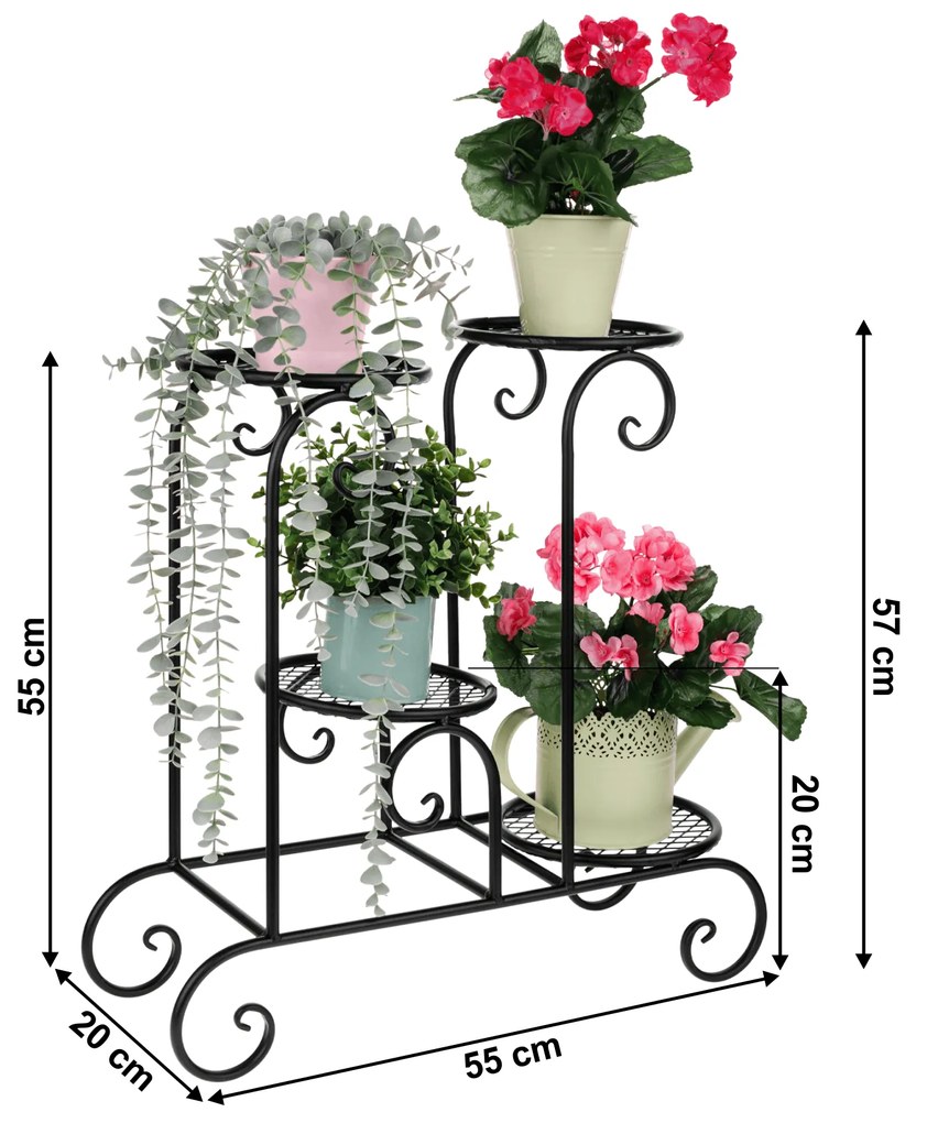 Suport pentru flori, metal, negru, HLAKON