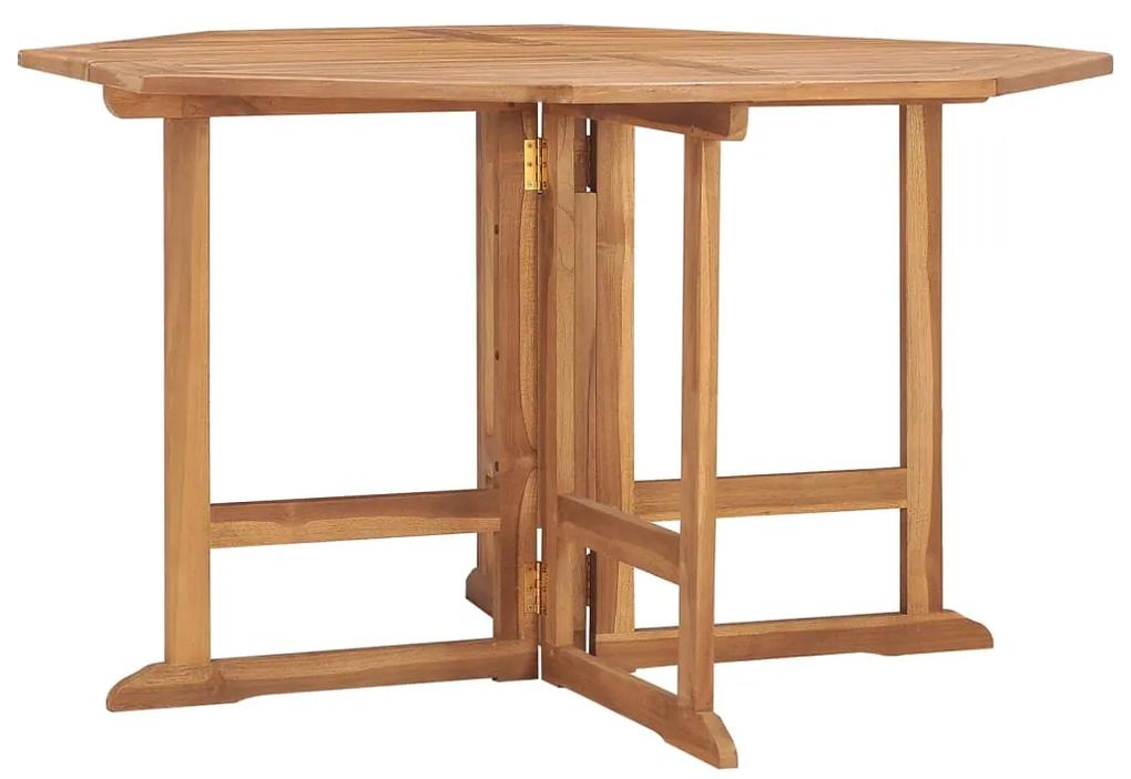 Set de mobilier de exterior pliabil, 5 piese, lemn masiv de tec Octogon, Cu cotiera  , 5