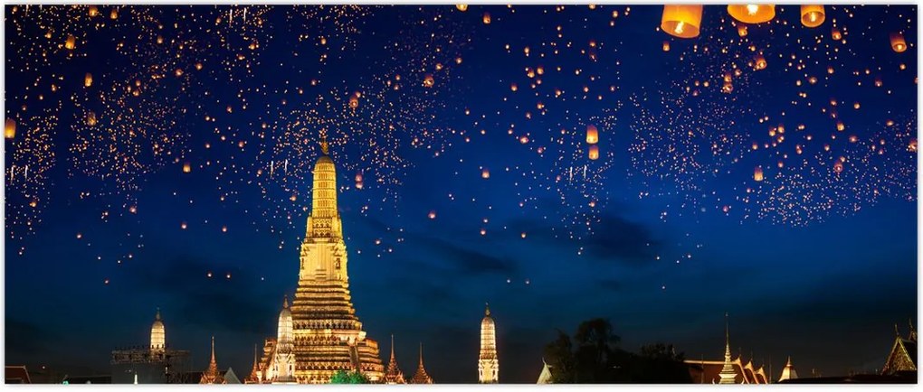 Tablou - Lampioane norocului, Bangkok (120x50 cm)