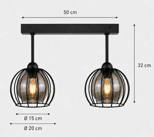Lustră aplicată SOLO BLACK 2xE27/60W/230V